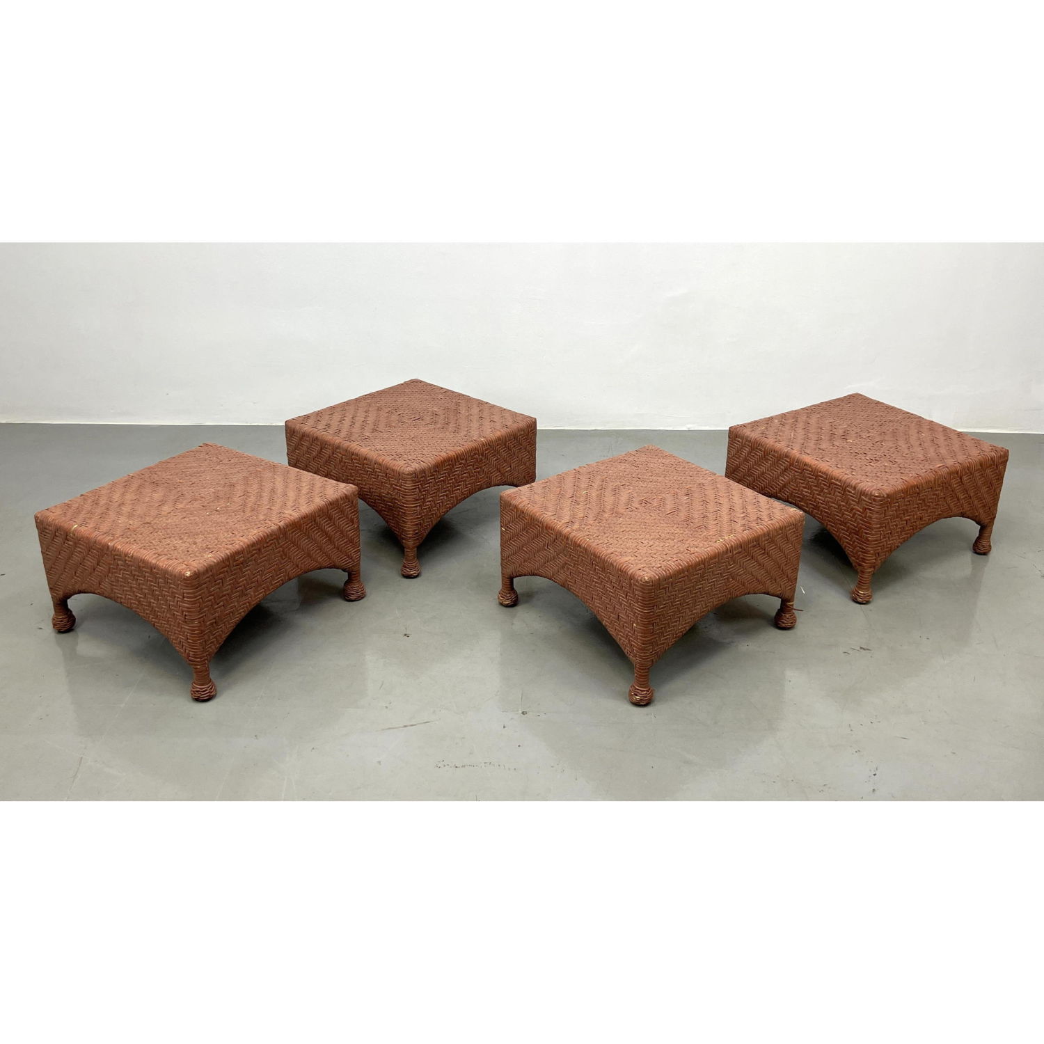 Set 4 McGUIRE Woven Rattan Square