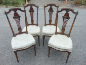 SET 4 TALL BACK CHAIRS, WHITE