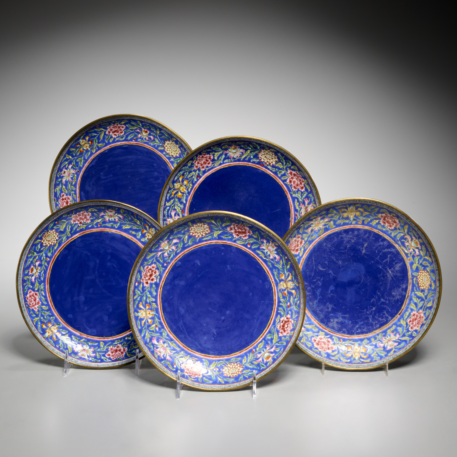 SET (5) CHINESE CANTON ENAMEL