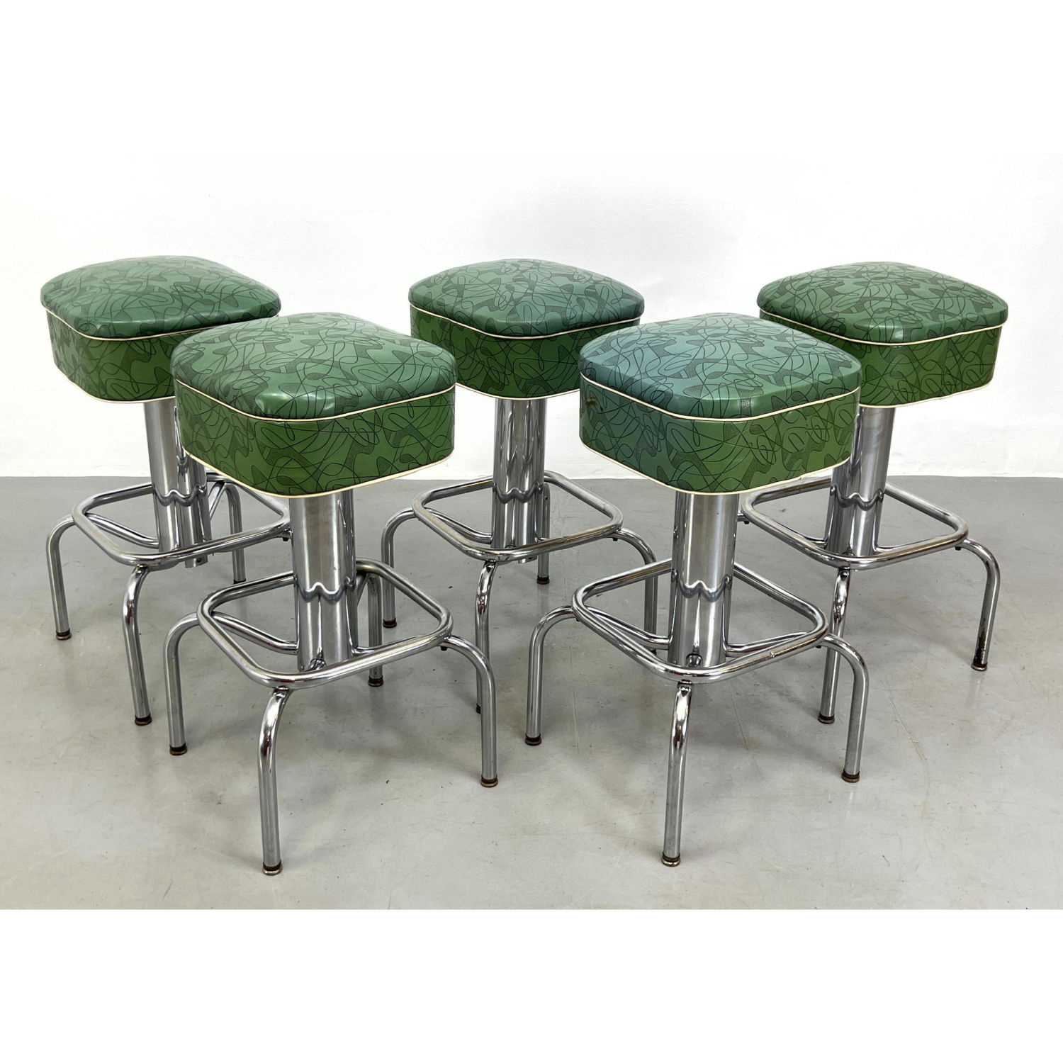 Set 5 Vintage Chrome Bar Stools.
