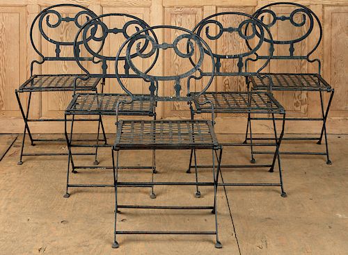 SET 5 WROUGHT IRON FOLDING GARDEN