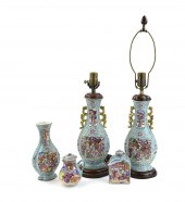 SET (5)CANTON GLAZED VASES , C