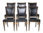 SET, 6 CUSTOM LEATHER UPHOLSTE