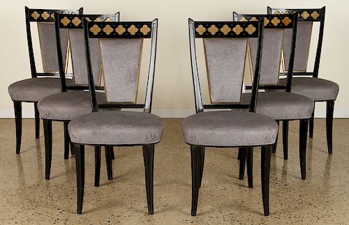 SET 6 EBONIZED DINING CHAIRS