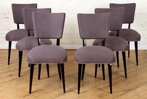 SET 6 EBONIZED UPHOLSTERED FRENCH