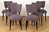 SET 6 EBONIZED UPHOLSTERED FRE