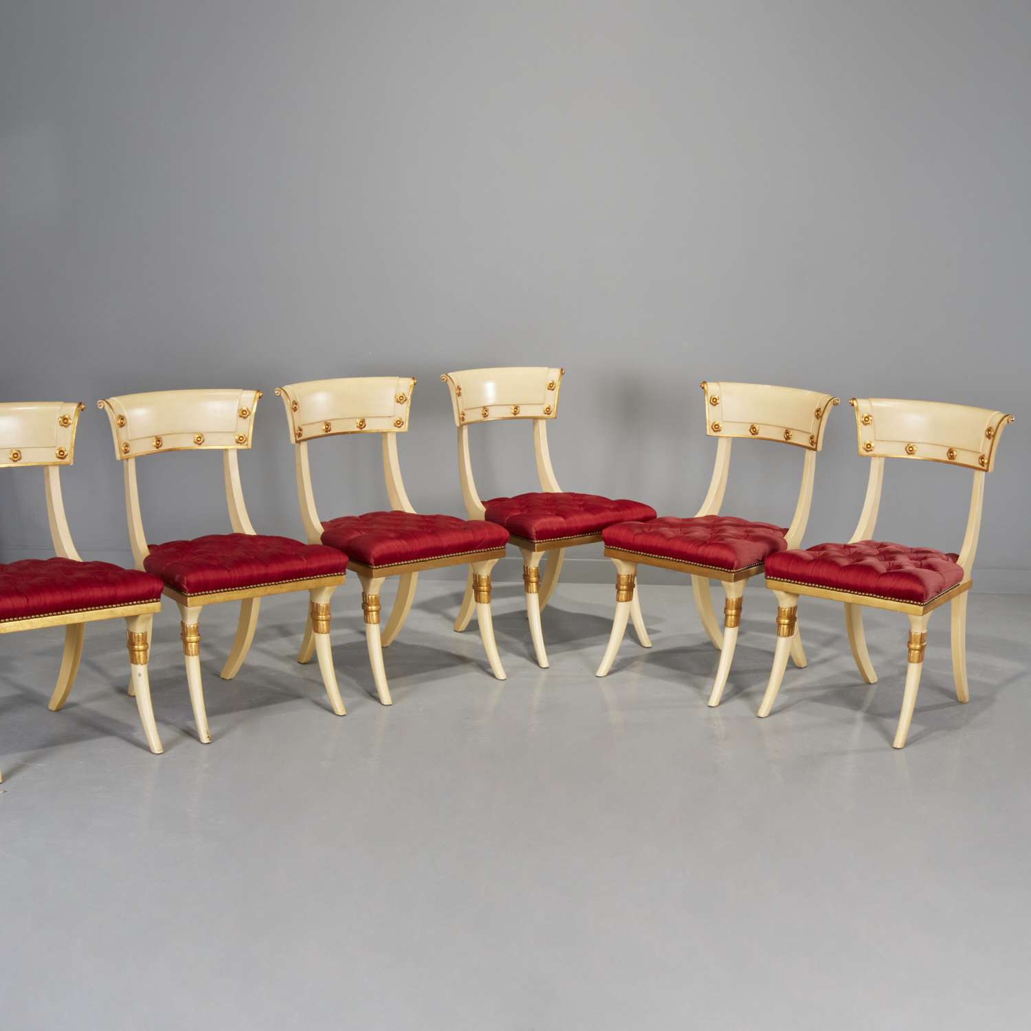 SET (6) EMPIRE STYLE PAINTED DINING