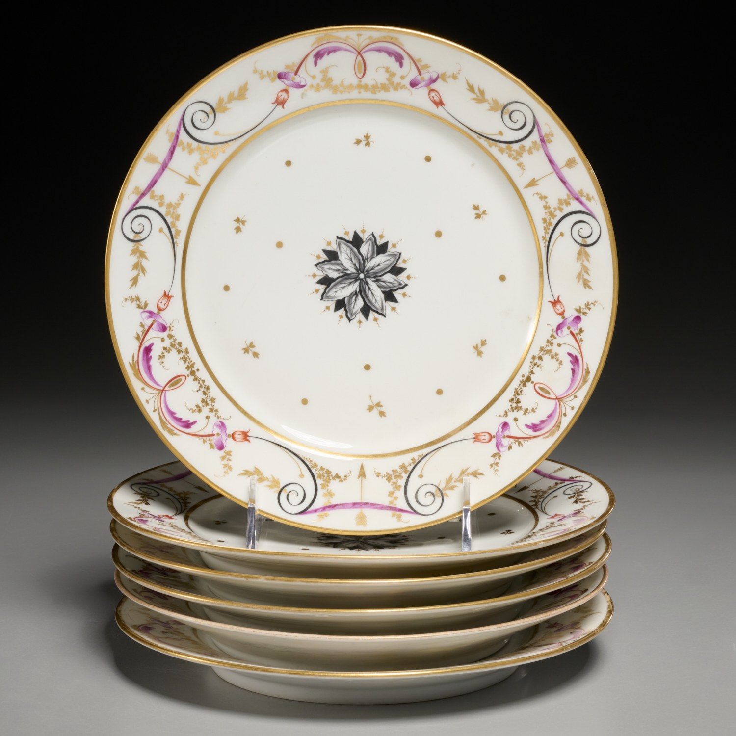 SET (6) FRENCH EMPIRE STYLE PAINTED