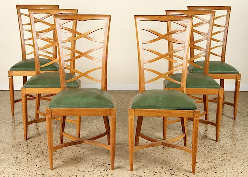 SET 6 ITALIAN OAK DINING CHAIRS