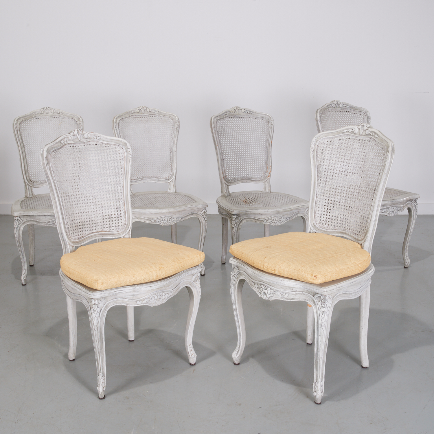 SET (6) LOUIS XV STYLE CANED DINING