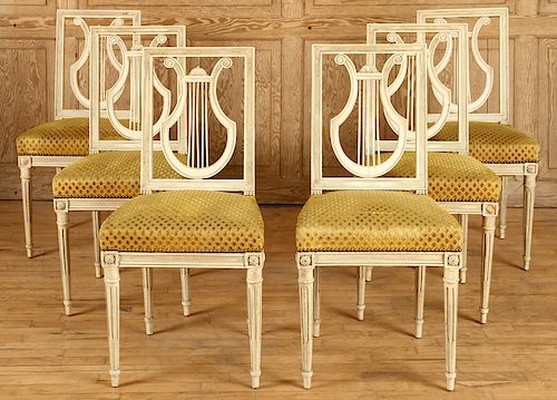 SET 6 LOUIS XVI STYLE UPHOLSTERED