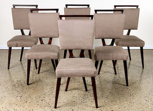 SET 6 MAHOGANY UPHOLSTERED DINING