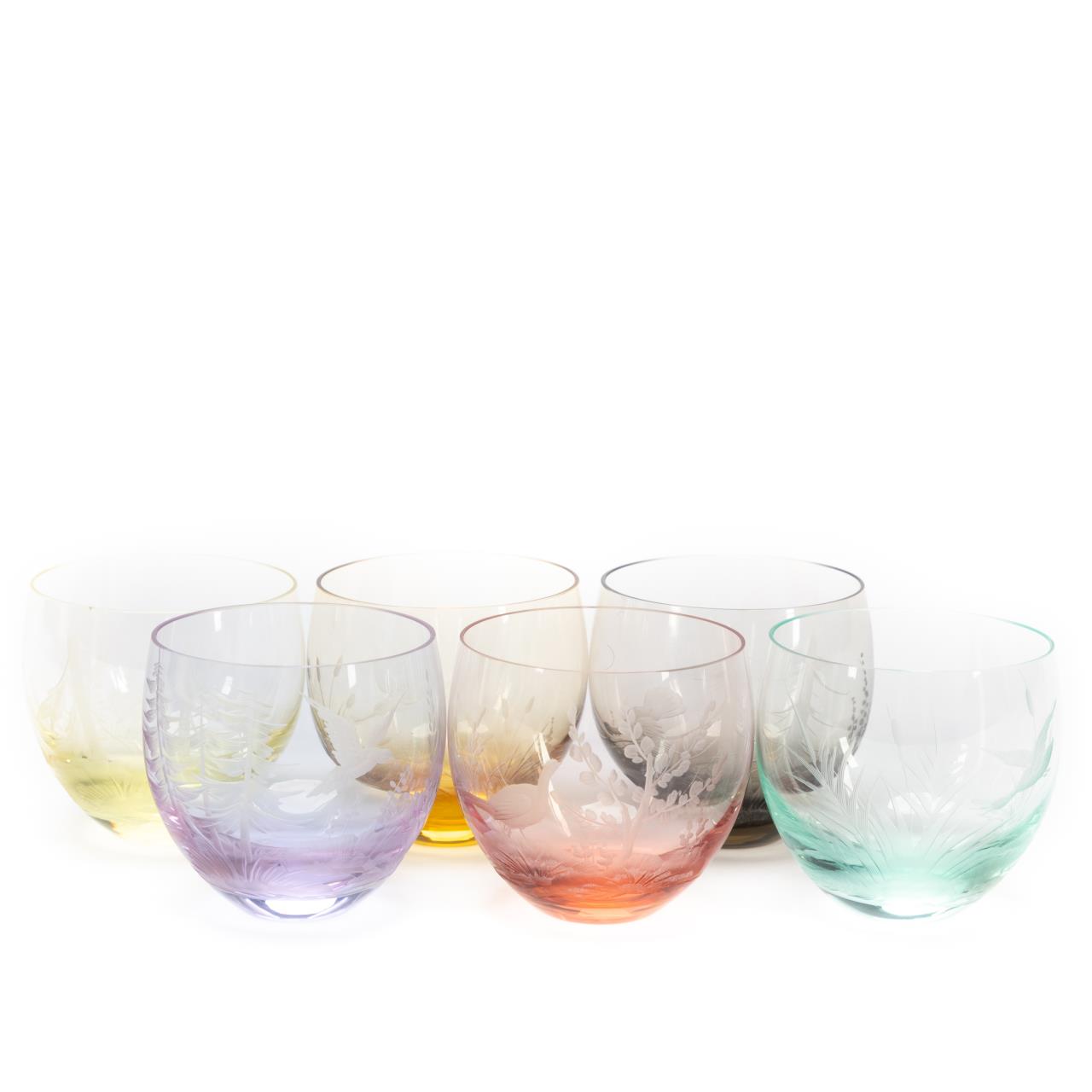 SET, 6 MOSER INTAGLIO CUT WILD GAME
