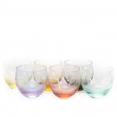 SET, 6 MOSER INTAGLIO CUT WILD