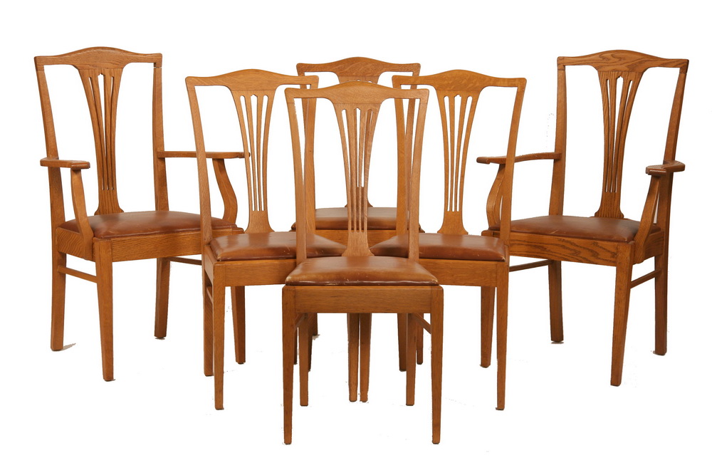 SET (6) OAK DINING CHAIRS - Six