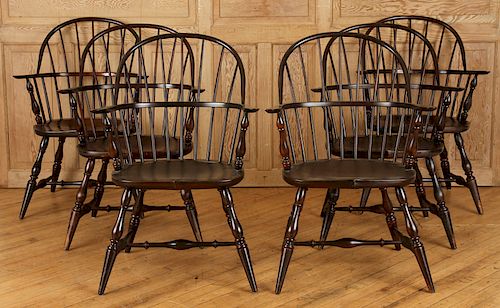 SET 6 OAK WINDSOR CHAIRS BY