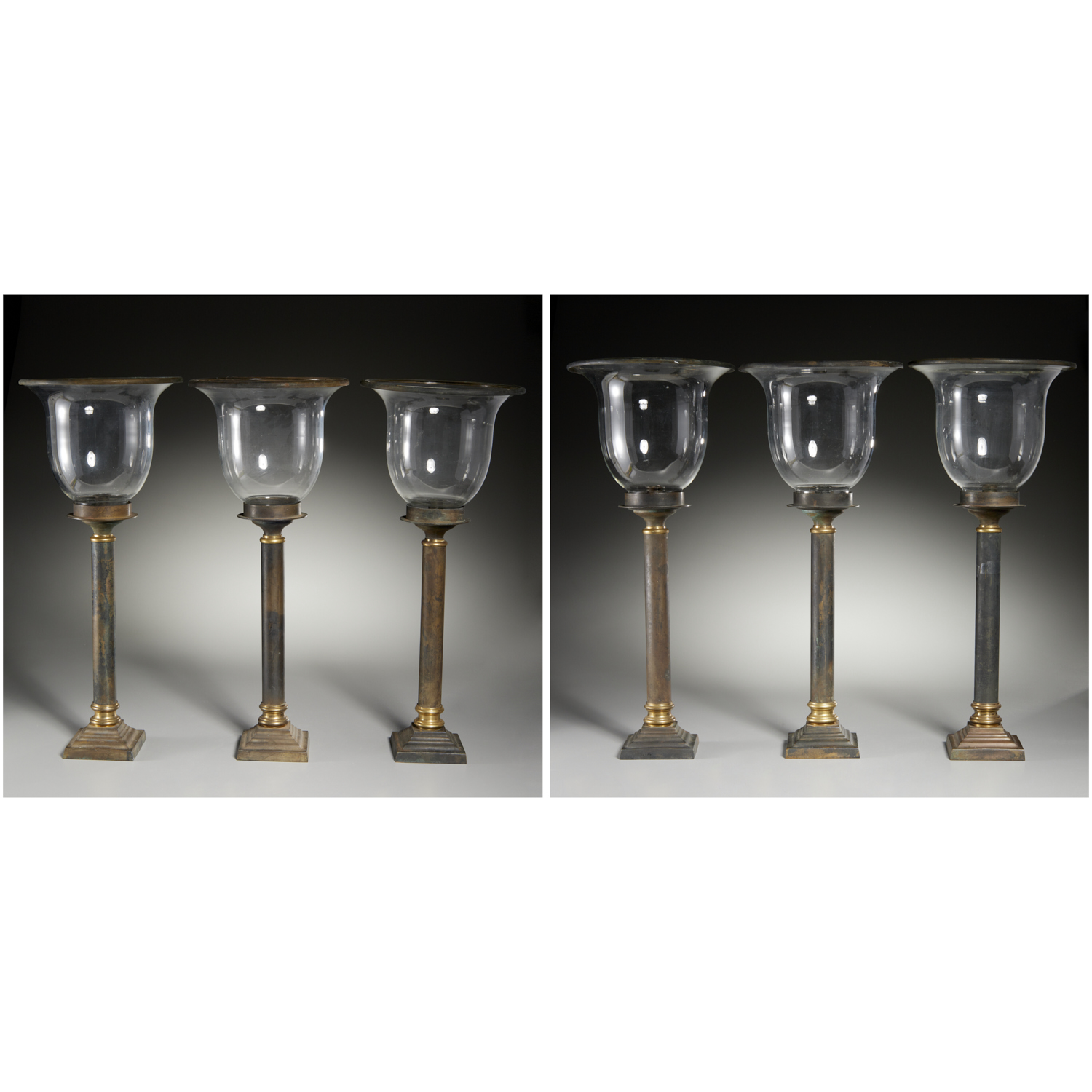 SET (6) REGENCY STYLE BRASS, IRON