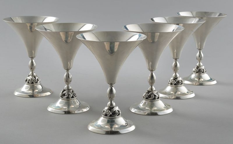 Set (6) sterling silver cordial