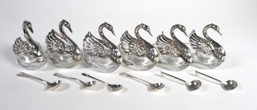 SET 6 SWAN STERLING SILVER