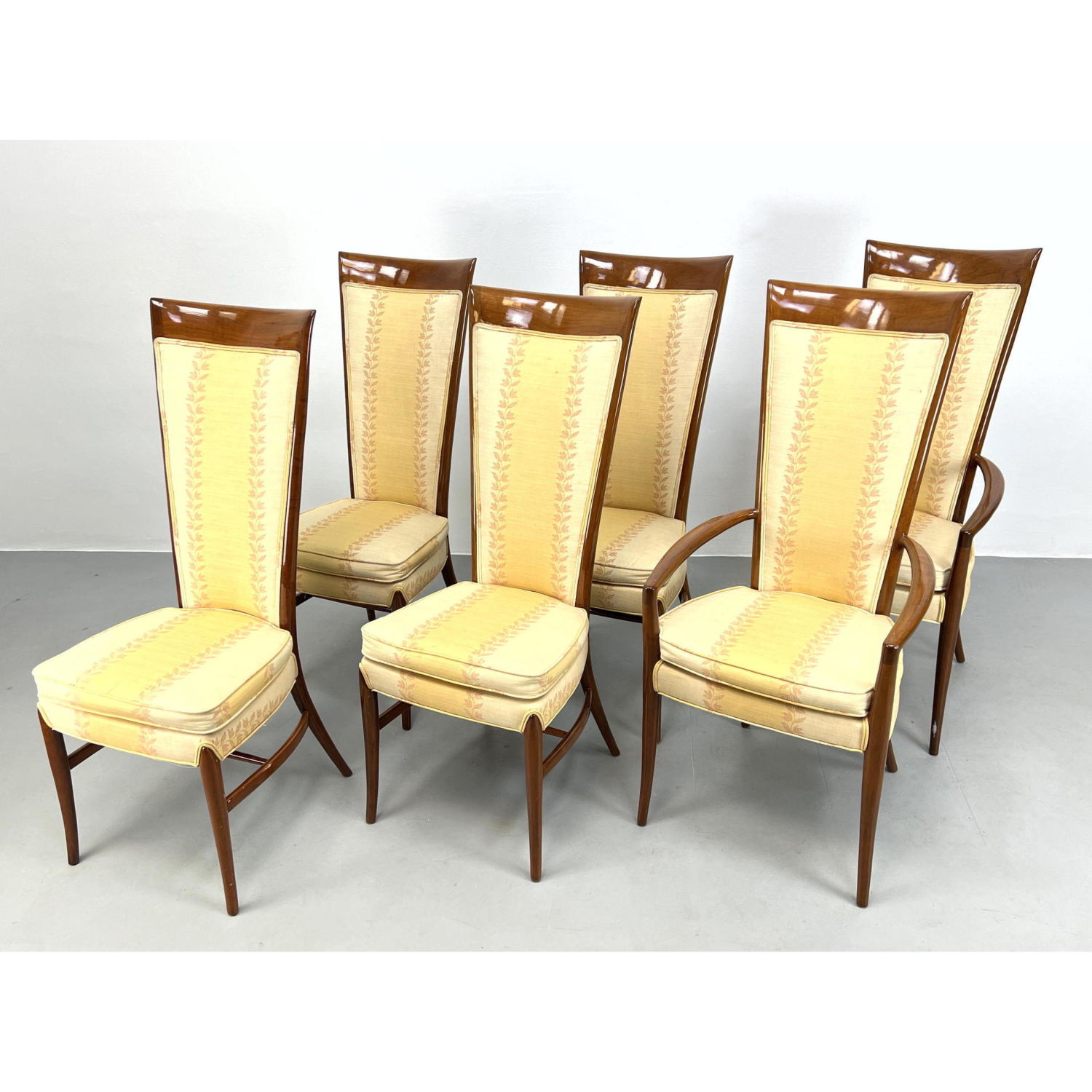 Set 6 Tall Back Dining Chairs.
