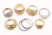 SET, 7 STERLING SILVER RINGS,