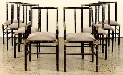 SET 8 BRASS DINING CHAIRS MANNER OF