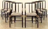 SET 8 BRASS DINING CHAIRS MANN