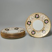 SET (8) CAULDON GILT FLORAL DI