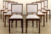 SET 8 CERUSED OAK UPHOLSTERED