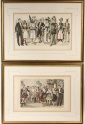 SET (8) HANDCOLORED LITHOS - M