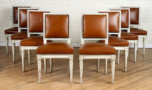 SET 8 LOUIS XV STYLE PAINTED JANSEN