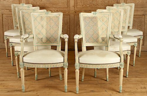 SET 8 PAINTED FRENCH DINING