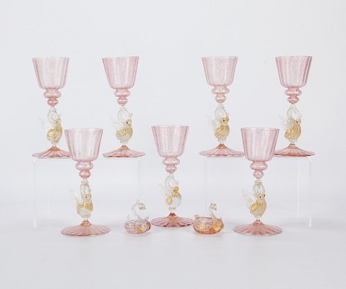 SET 9 VENETIAN MURANO SWAN