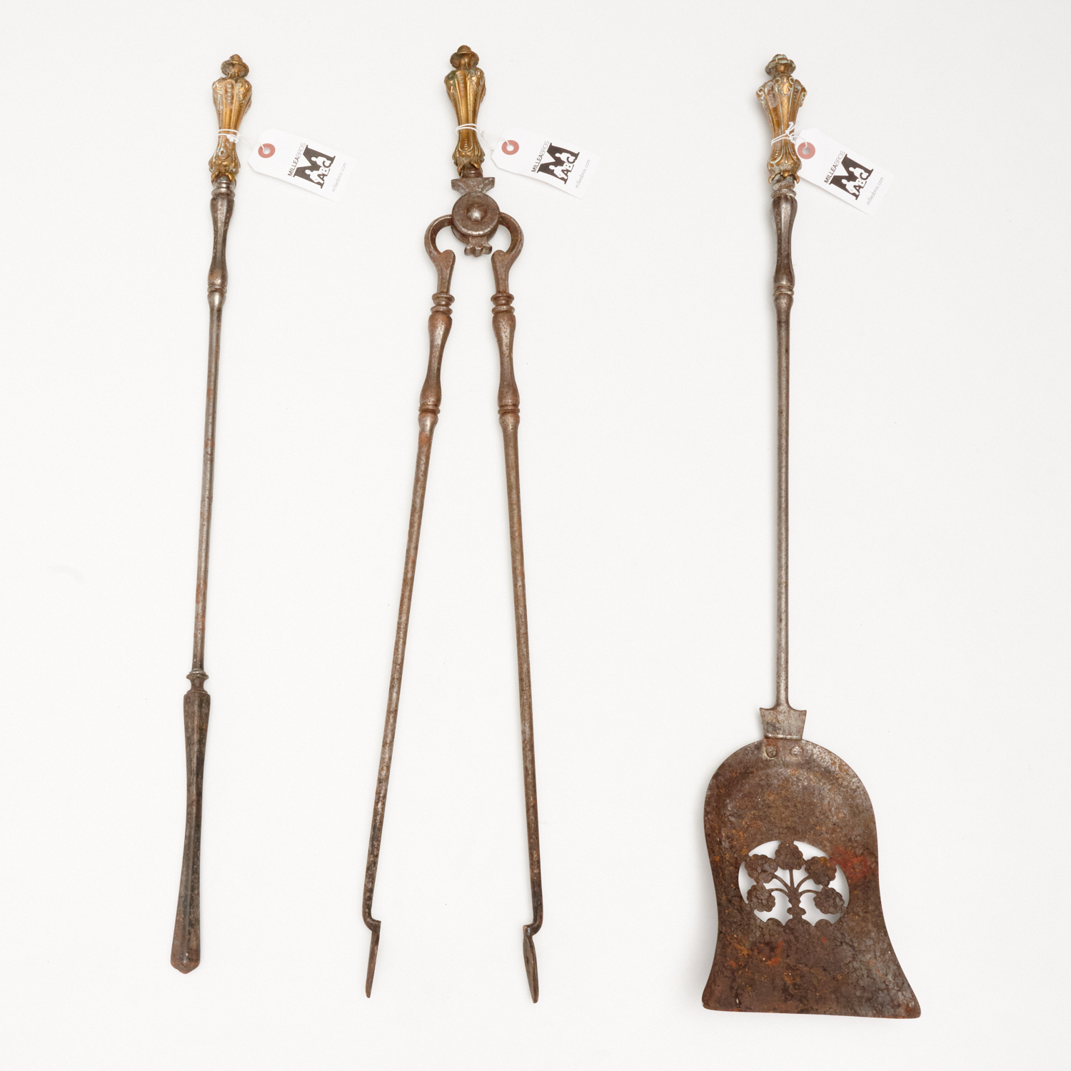 SET ANTIQUE BRASS AND STEEL