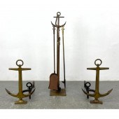 Set Brass Anchor theme Andiron