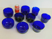 SET COBALT GLASS FINGER BOWLS