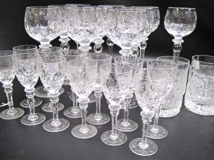 SET CUT CRYSTAL STEMWARE & A SET OF