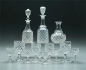 Set cut glass stemware, decant