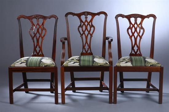 SET EIGHT CARVED MAHOGANY