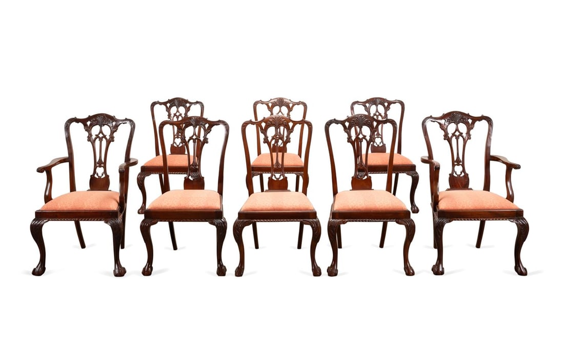 SET EIGHT CHIPPENDALE STYLE