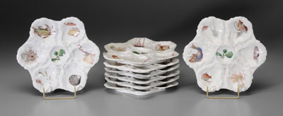 Set eight Haviland oyster plat