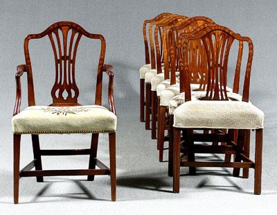 Set eight inlaid Hepplewhite