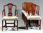 Set eight inlaid Hepplewhite c
