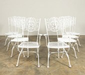 SET, EIGHT WHITE PAINTED WROUG