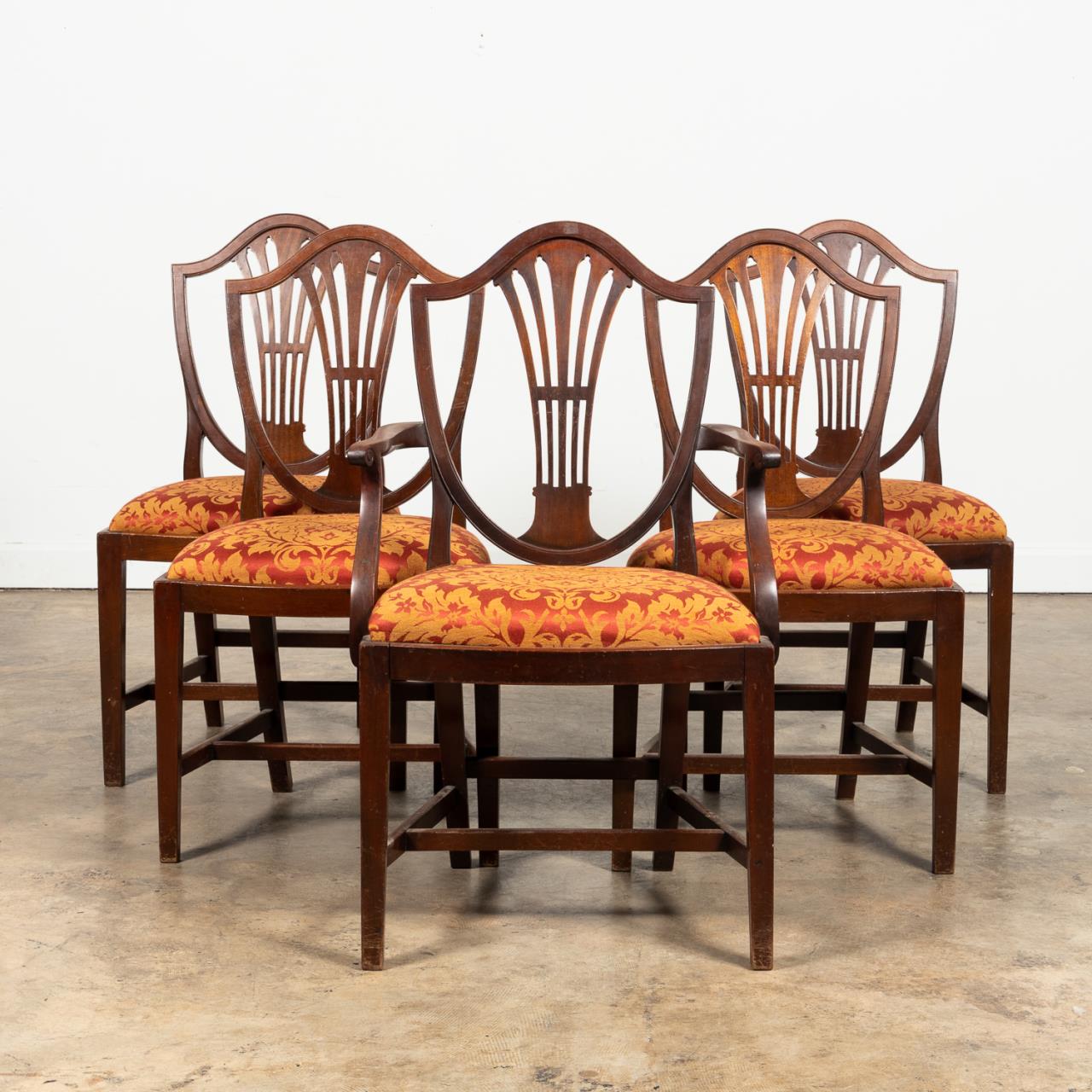SET FIVE, SHERATON-STYLE MAHOGANY
