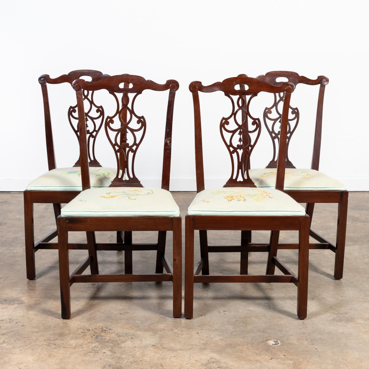 SET FOUR, 19TH C. CHIPPENDALE-STYLE