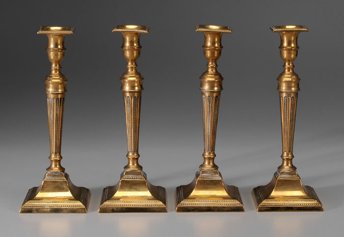 Set Four Brass Candlesticks