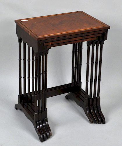 SET FOUR INLAID MAHOGANY NESTING