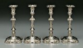 Set four silver plated candles
