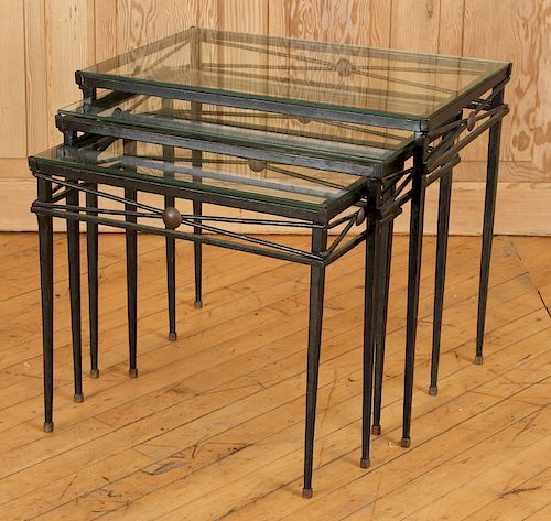 SET IRON BRONZE MOUNTED NESTING